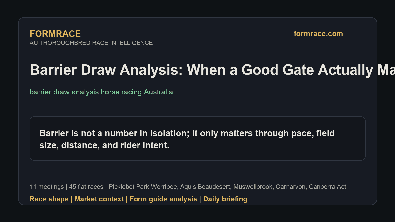 Barrier Draw Analysis: When a Good Gate Actually Matters
