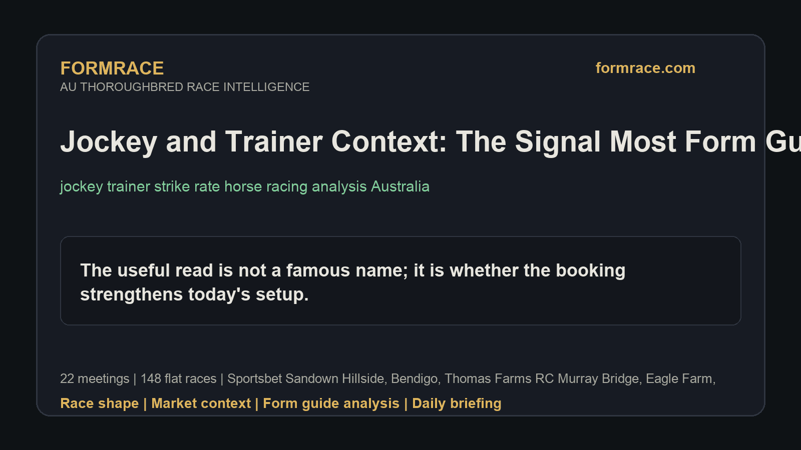 Jockey and Trainer Context: The Signal Most Form Guides Flatten