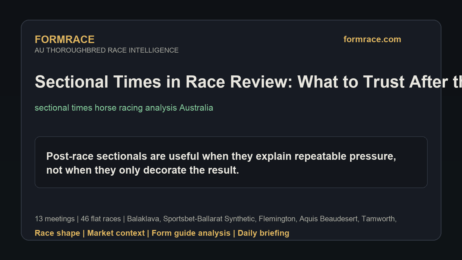 Sectional Times in Race Review: What to Trust After the Result: Balaklava, Sportsbet-Ballarat Synthetic Notes for 2026-06-26