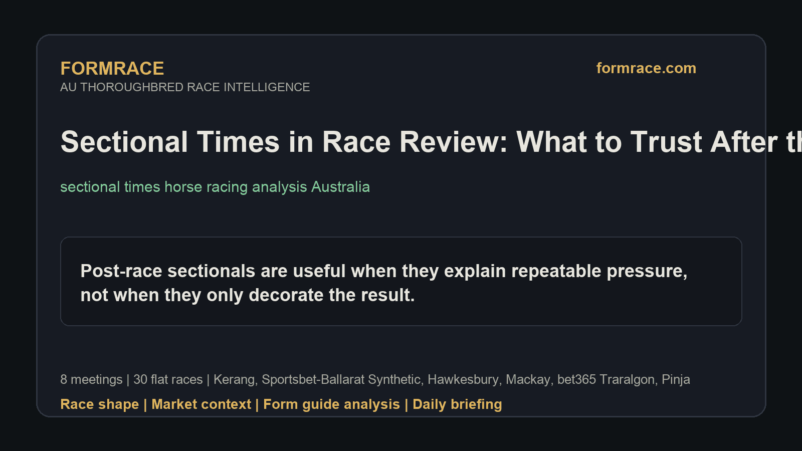 Sectional Times in Race Review: What to Trust After the Result: Kerang, Sportsbet-Ballarat Synthetic Notes for 2026-07-02