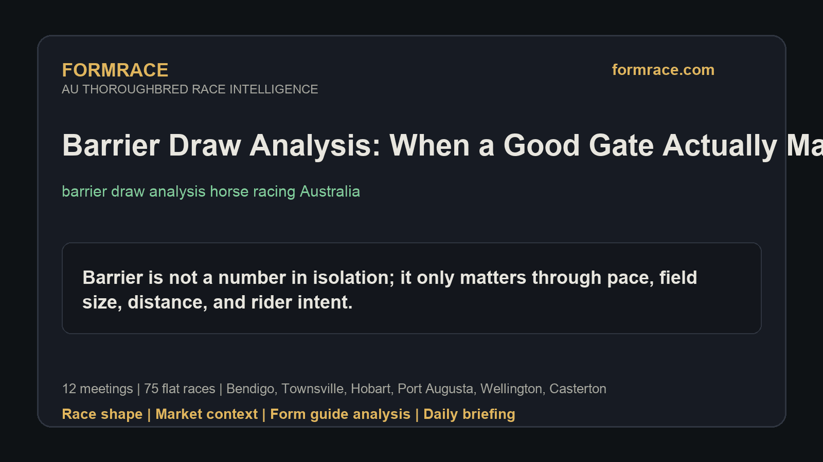 Barrier Draw Analysis: When a Good Gate Actually Matters: Bendigo, Townsville Notes for 2026-07-05