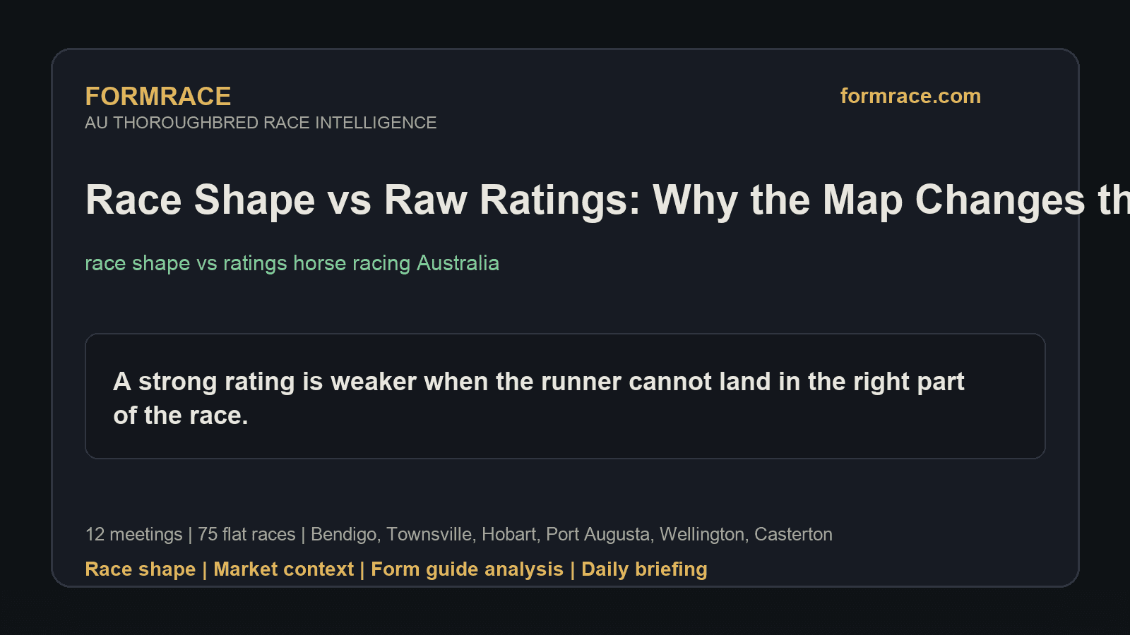 Race Shape vs Raw Ratings: Why the Map Changes the Read: Bendigo, Townsville Notes for 2026-07-05