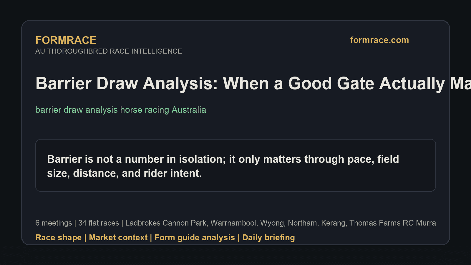 Barrier Draw Analysis: When a Good Gate Actually Matters: Ladbrokes Cannon Park, Warrnambool Notes for 2026-07-23