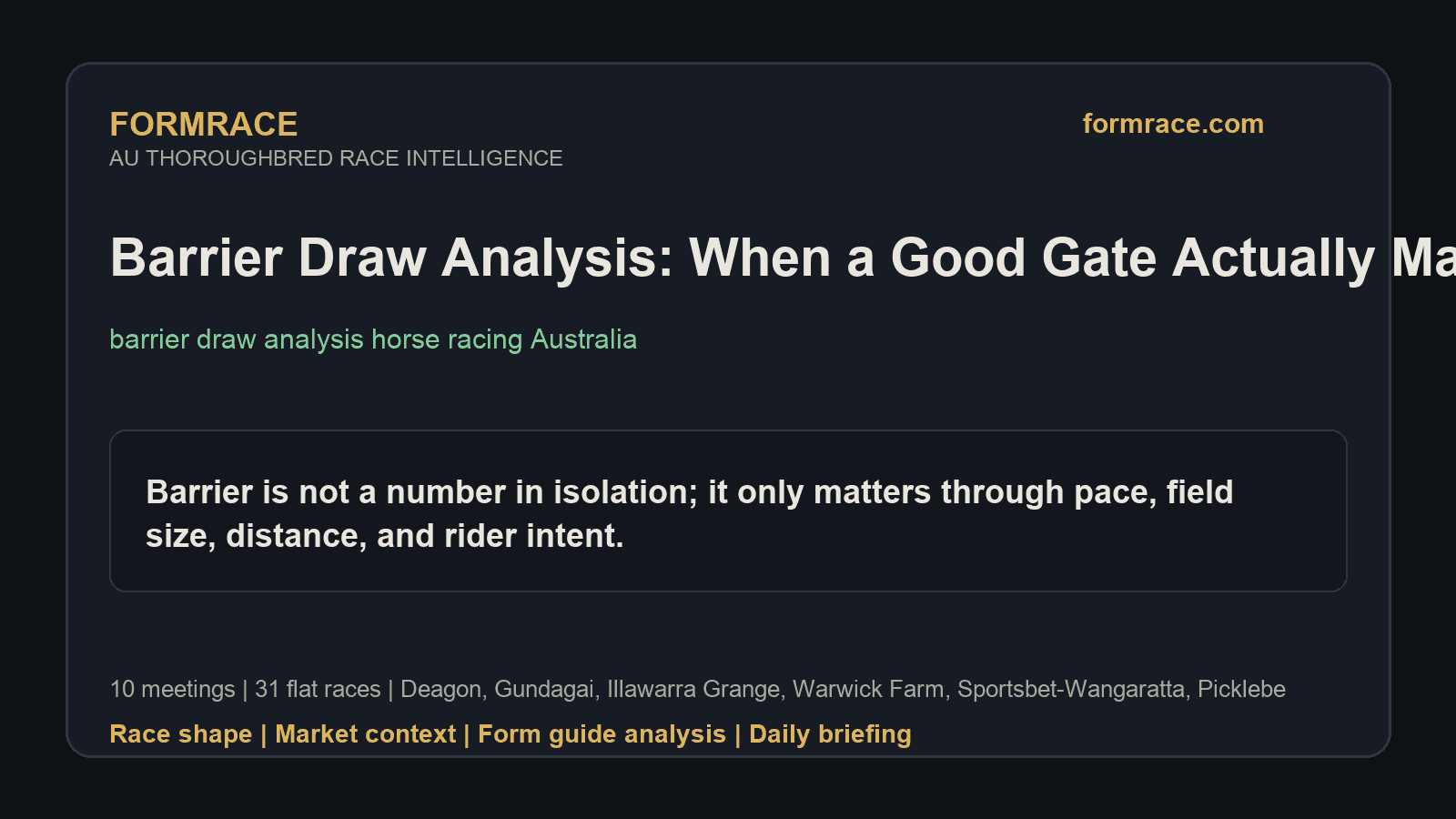 Barrier Draw Analysis: When a Good Gate Actually Matters: Deagon, Gundagai Notes for 2026-08-04