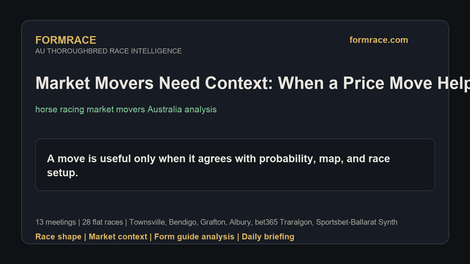 Market Movers Need Context: When a Price Move Helps and When It Misleads: Townsville, Bendigo Notes for 2026-08-18