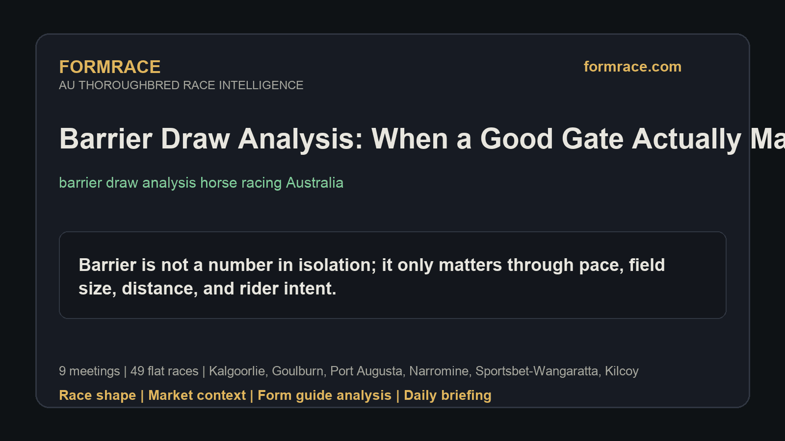 Barrier Draw Analysis: When a Good Gate Actually Matters: Kalgoorlie, Goulburn Notes for 2026-08-23