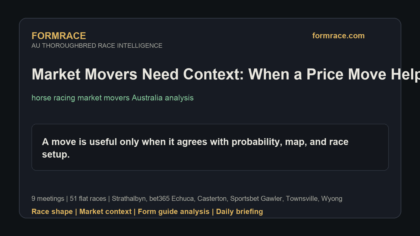 Market Movers Need Context: When a Price Move Helps and When It Misleads: Strathalbyn, bet365 Echuca Notes for 2026-08-30